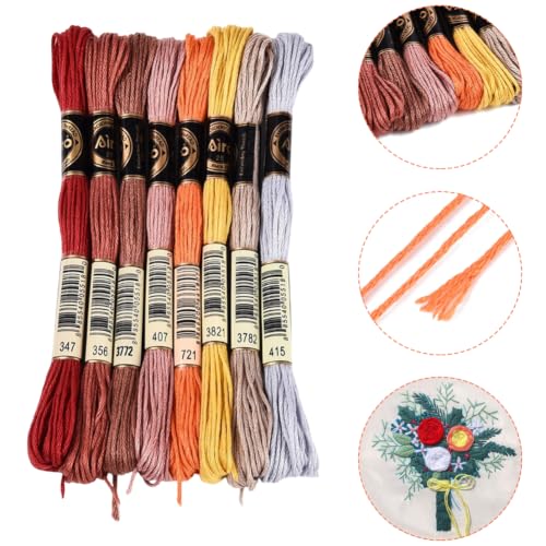Image of 8 Skeins 70 Yards Light Brown Embroidery Thread for Crafts DIY