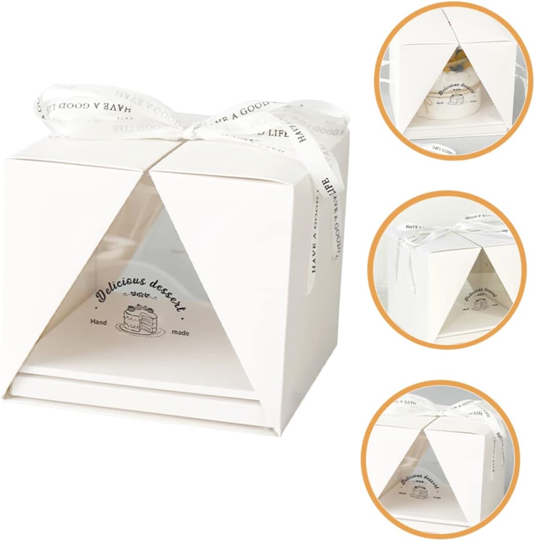 Cake Boxes Portable 8-inch Cake Carrier Handle Translucent Cake Packaging Box