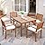 Flamaker 5 Piece Outdoor Dining Set Acacia Wood Patio Table and Chairs with Soft Cushions Patio Furniture for Deck, Backyard, Garden