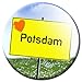 Magnet Stadt Potsdam - Reise Souvenir Ortsschild mit Herz Kühlschrankmagnet Ø 50 mm - Magnete mit Motiv Städte Orte für Kühlschrank Magnettafel Pinnwand Memoboard Whiteboard