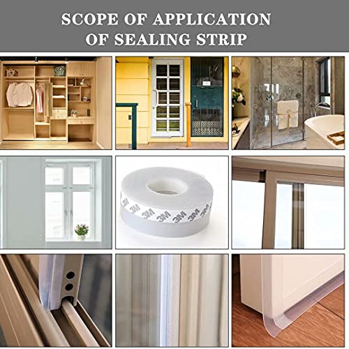 Image of Silicone Seal Strip,Silicone Sealing Sticker for Door or Window,Weatherproof Soundproof Self Adhesive Door Strip Bottom,Slim Insect Proof Seal Strip for Gap of House or Shower Door