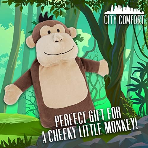 CityComfort Hot Water Bottle with Cover UK 1L Animal (Chocolate Monkey)