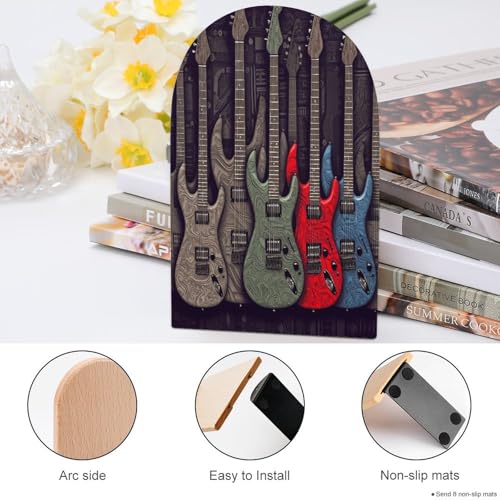 Sujetalibros de madera antideslizante para evitar caídas de libros en estantes 5