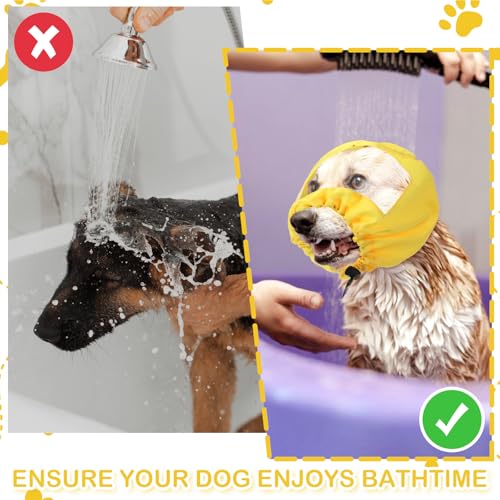 Image of Dog Ear Covers for Bath, Waterproof Dog Shower Cap, Dogs Ear Protection Bathing Cap, Ears Wrap Dogs Ears Headband for Swimming Bath (Yellow)