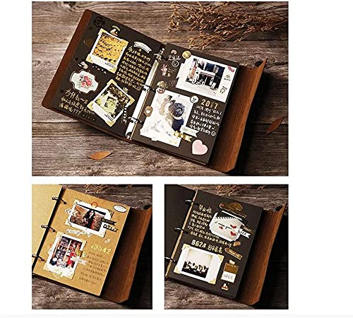 Album fotograficzny, pasek ze skóry PU, DIY, ręcznie robiony album fotograficzny, typ pasty, duża, rodzinna, podróż, książka, 21 x 28 cm, kolor: brązowy