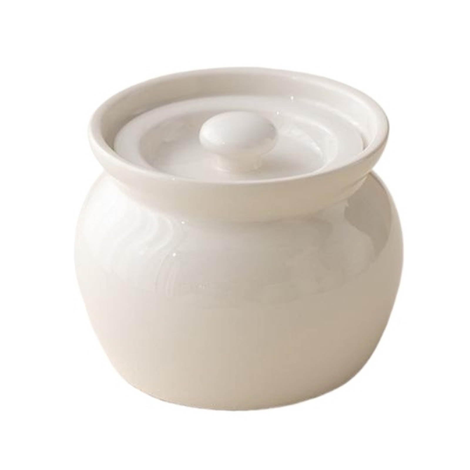 Vnook Ceramic pot, small ceramic casserole, ceramic casserole for home, ceramic casserole dish with lid, multifunctional earthenware pot, suitable for restaurant stews(White)