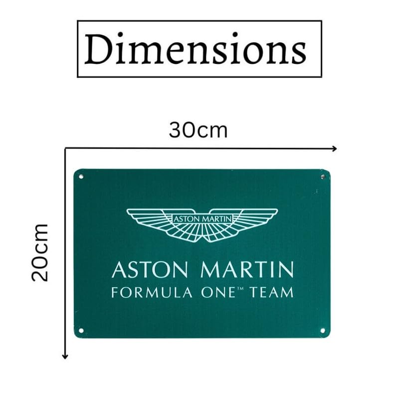 Image of Eazywagon Decorative Retro Metal Signs Wall Plate - 12x8 Inch (Aston Martin Formula One Team) | Weatherproof Vintage Metal Sign Plate for Cafe, Home, Bar, Garage | Decorative Wall Hanging Sign Board
