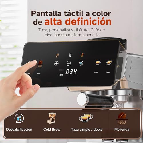 AMZCHEF Cafetera Espresso con Molinillo, 20 bares, Acer...