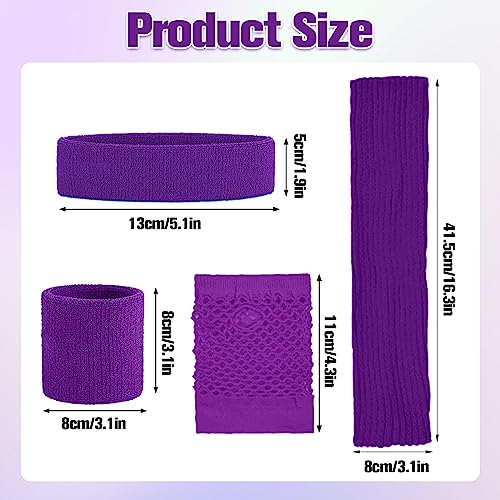 SPOKKI Leg Warmers Fishnet Gloves Headband Wristbands Neon Set, 80s Women Fancy Dress Costume Accessories - Image 2