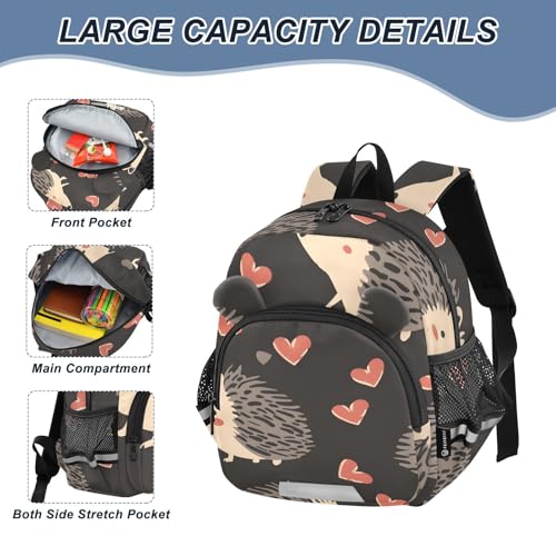 Kid's Backpack for Boys & Girls Toddler Bag Hedgehog Love Backpack with Safety Leash4