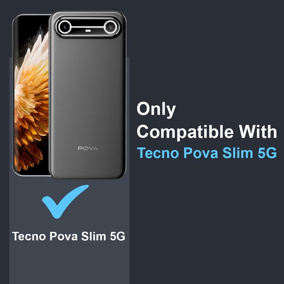 Image of Fashionury Crystal Clear Case for Tecno Pova Slim 5G | Transparent TPU Silicone | Raised Camera Lips | Yellowing Resistance | Slim Transparent Cover
