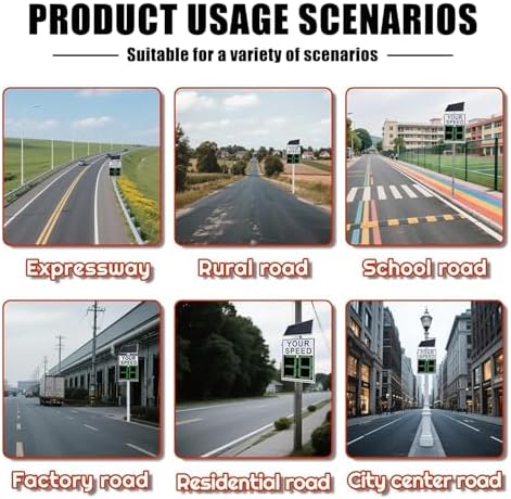 Wireless Solar Speed Limit Sign with Radar Feedback, LED Speed Display, High Visibility Reflective Board for Road Safety, Weatherproof Traffic Control Solution