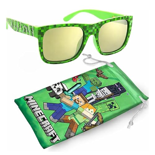 ARKAID Minecraft Sunglasses - Stylish Comfortable & Durable UV-Protective Kids Glasses with Soft Carrying Case - Official Minecraft Gifts for Boys and Girls