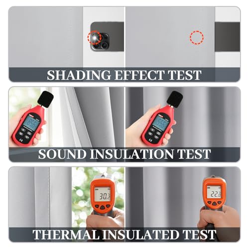 Yakamok Light Grey Room Darkening 100% Blackout Curtains Grommet Extra Wide Window Treatment with 2 Thick Layers-Grey Thermal Insulated Drape 1 Panel for Living Room Patio Door 100 by 84 Inches Length