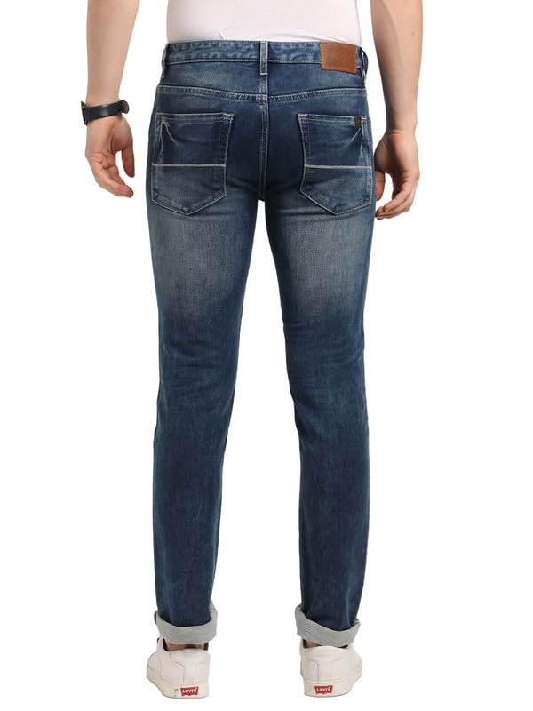 Image of Turtle Men Cotton Stretch Solid Narrow Fit Blue Jeans||Men's Jeans||Men's Denim||Stretchable Jeans