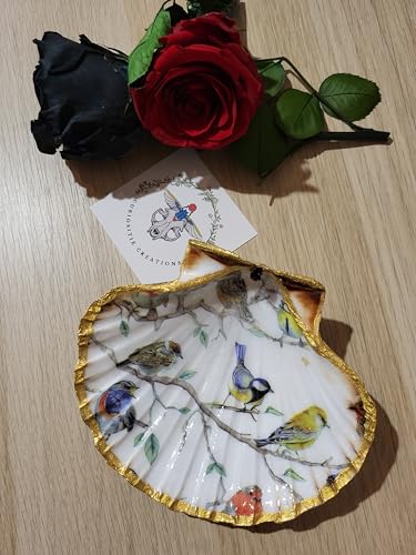 Générique Coquilles Saint-Jacques Decorativas, 9-10 x 11-13 cm, Acabado Dorado, Porta Anillos y Vaciabolsillos, Diseños Variados