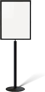 Floor Standing Sign Frame with Steel Low Profile Base, 22 inches by 28 inches Vertical Sign Frame, Black Post