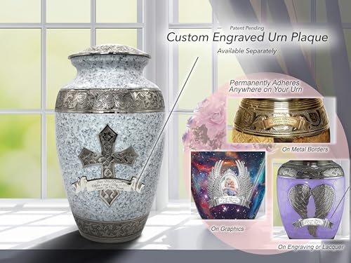 Image of White Love of Christ Cremation Urn for Ashes for Women - Personalized Cremation Urns for Human Ashes Adult Female Decorative Urns - Beautifully Handcrafted Cross Urn
