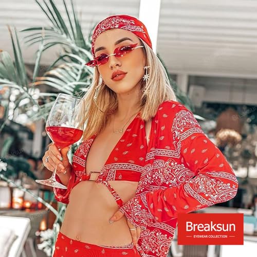 Fire Flame Sunglasses for Women Men Retro Narrow Fire Shaped Rimless Flame Shades Halloween Party Red Glasses3