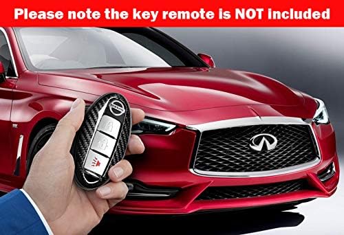 EPARTS Real Carbon Fiber Black Smart Key Fob Case Remote Control Protection Shell Cover Jacket Compatible with Infiniti Q50/Q60/Q70 Nissan Maxima