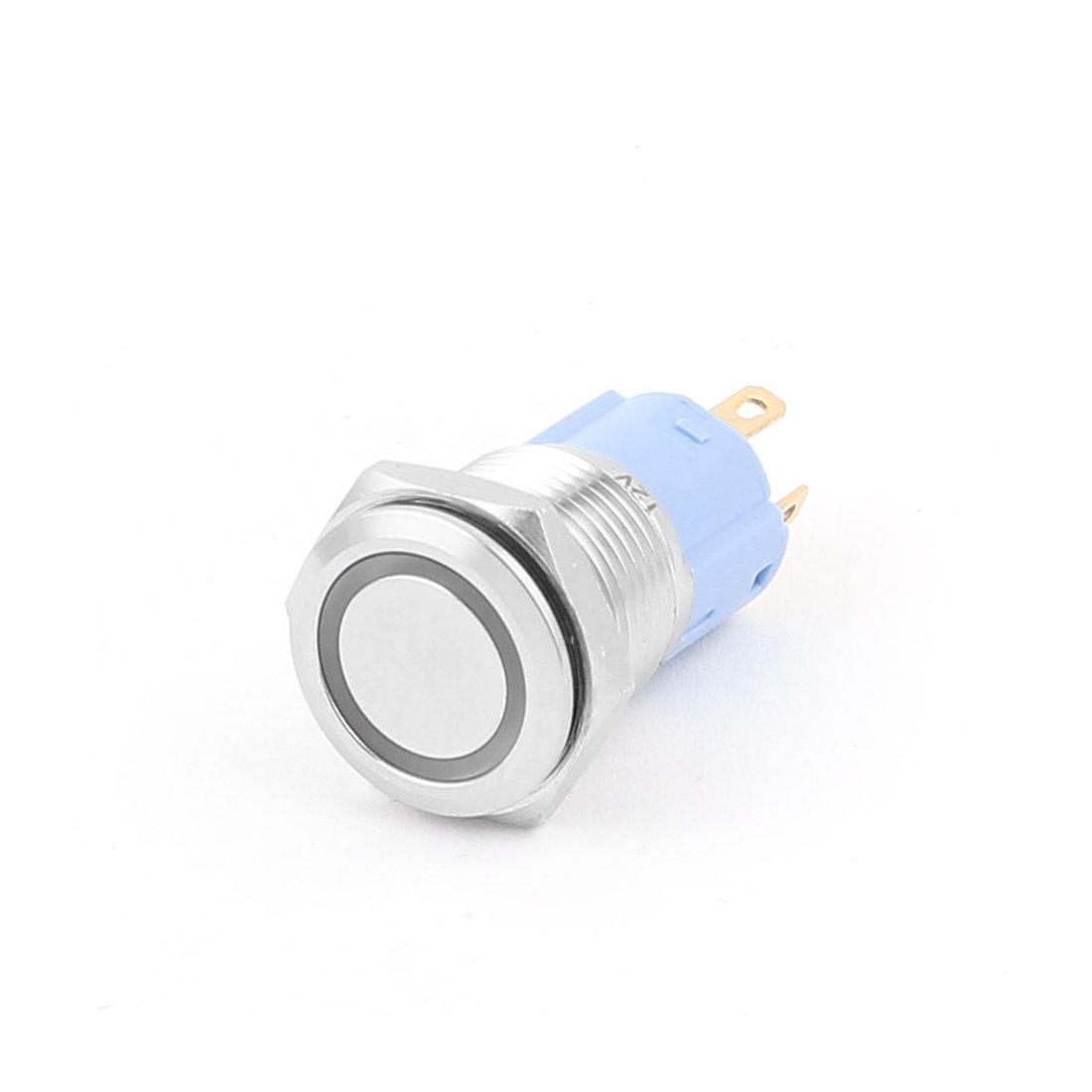 Aexit 12V 16mm Wall Switches Thread Dia Yellow LED Lamp Momentary Metal Switches Pushbutton Switch