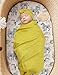 ZURLEFY Yellow Stretchy Baby Swaddle Blanket and Headband Set, Newborn Receiving Blankets with Matching Hat for Nursery Swaddle Wrap (62-06)