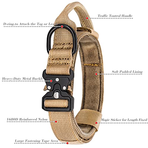 YoothBro Puppy 1 Inch Tactical Dog Collar, K9 Military Nylon Collar with Heavy Duty Metal Buckle for Medium Large Dogs Brown S - Image 2