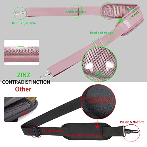 Image of ZINZ 79 inch Shoulder Strap, Extra-thick Fixed Cushion Pad and Dual Clasps Universal Replacement Strap with Metal Swivel Hooks for Laptop Bags, Luggage Bags, Camera, Crossbody (200cm,Pink)