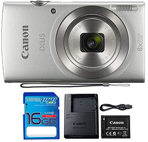Canon IXUS 185 / ELPH 180 Digital Camera (Silver) with 16 Gb Memory Card …