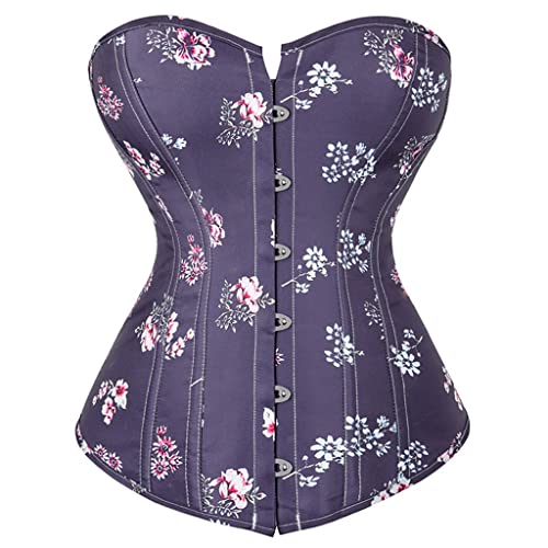 Corsé de corte morado modelador con hueso de goma flexible que reduce abdomen y realza el pecho