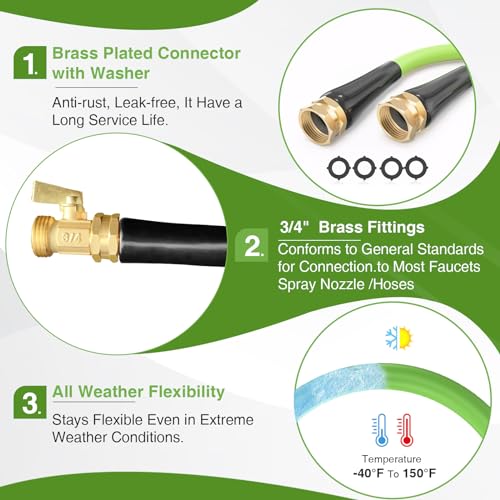 Ganewry HEAVY DUTY GARDEN HOSE For Yard, Flexible Garden Hose, Never Kink & Tangle, Heavy Duty Water Hose thumb #3