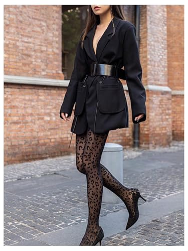 WDIRARA Women's Leopard Print Tights Sheer Mesh Thigh High Pantyhose Stockings3