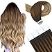YoungSee Tape in Hair Extensions Human Hair Balayage Human Hair Extensions Tape in Ombre Tape in Human Hair Extensions Remy Natural Dark Brown Balayage Hair Extensions #4/6/22 20pcs 50g 14 Inch
