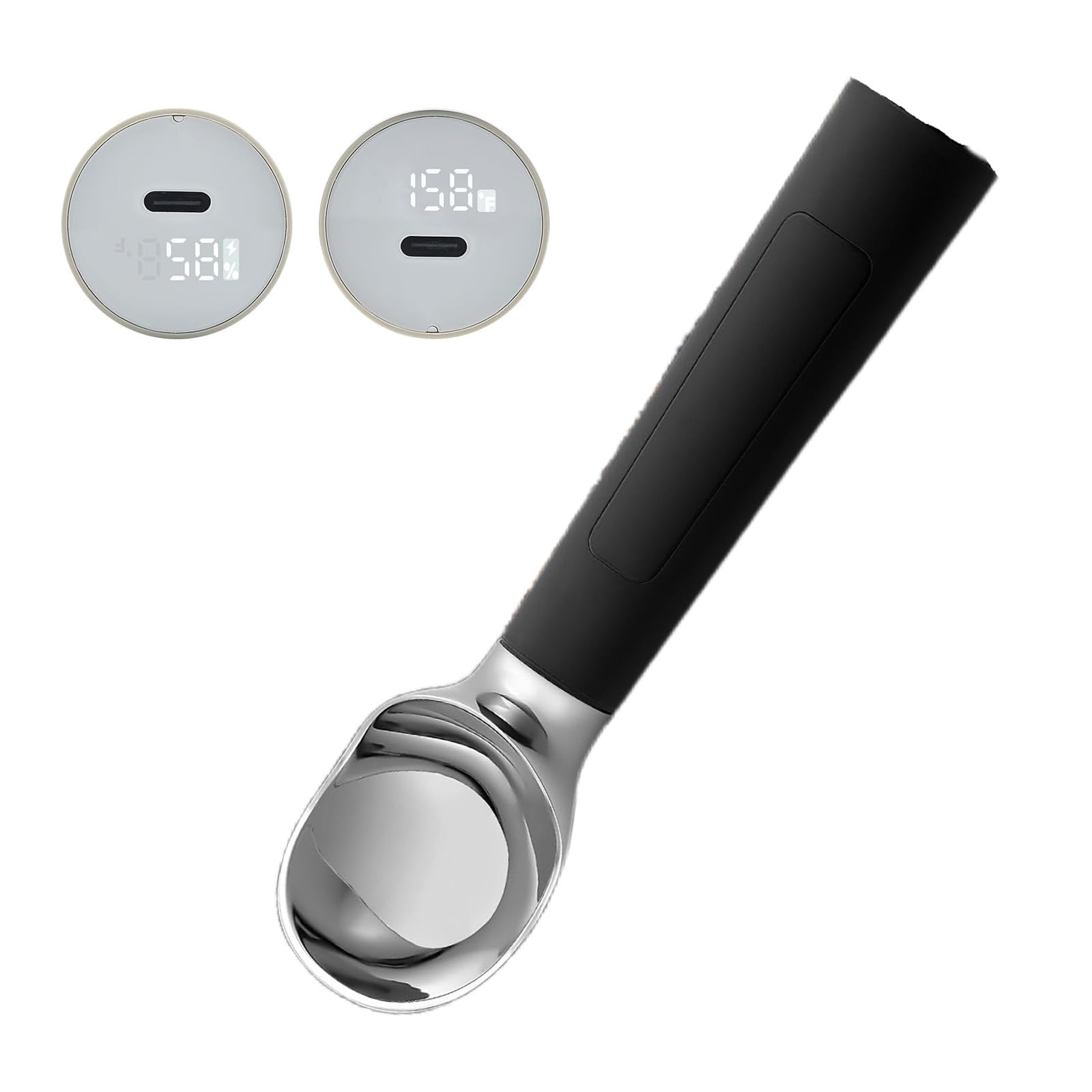 Cuillère à crème glacée chaude sans effort - Cuillères électriques pour personnes âgées - Poignée antidérapante - Passe au lave-vaisselle - En métal de qualité alimentaire