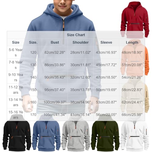Hoodies for Boys Fall Fashion Half Zip Pullover Warm Kids Hooded Sweatshirt - image 4