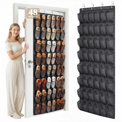 48 Pockets Over the Door Shoe Organizer48 Pockets for Women: With more shoe pockets than any comparable over the door shoe organizer on the market, this hanging shoe organizer delivers generous space to hold your entire shoe collection neatly in one place.(Only for women’s shoes) - image 1