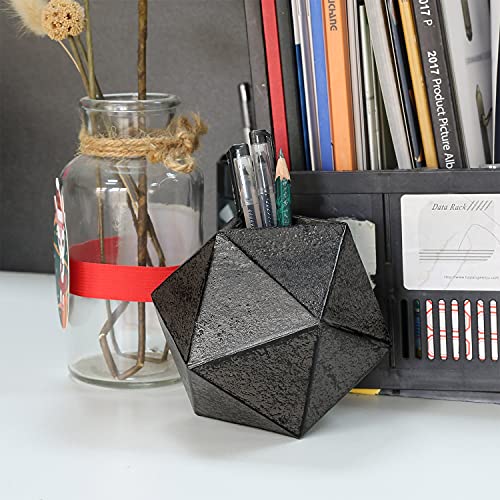 Ambipolar Geometric Decorative Ball Shaped Bookends, Modern Cast Iron Black Bookends For Office Desk thumb #6