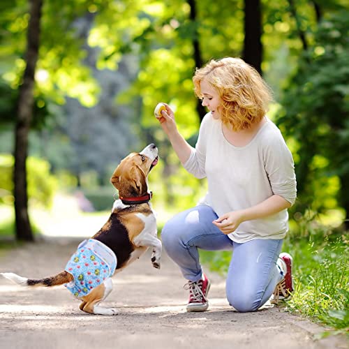 Medo 3 Packs Reusable Dog Nappies, Super Absorbent Washable Dog Diapers Puppy Sanitary Wraps Panties for Female Pet Incontinence and Long Travels 25-35 cm/9.8-13.7 (XS), pink+blue+yellow - Image 6