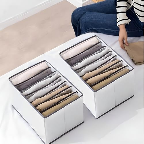 JD FRESH 7 Slot Non-Woven Fabric Clothing Storage Box/Foldable Wardrobe Organizer/Multipurpose Stora...