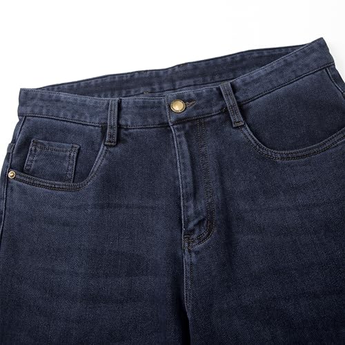 Classic Straight-Leg Comfortable Jeans Men's Style, Medium Blue wash Soft Denim Fabric with Elegant Button Zipper2