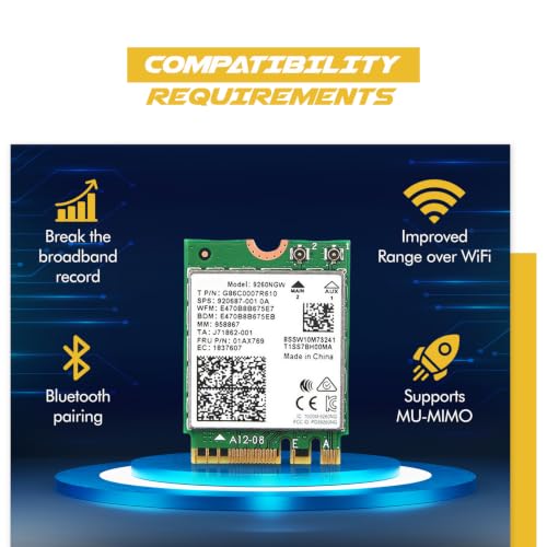 Image of Legacy M.2 WiFi 5 Card for Intel 9260NGW with Bluetooth 5.1 Up to 1.73Gbps | For Key A or Key E wireless slots | 802.11ac Wi-Fi 5 Card with MU-MIMO | Compatible with Intel AMD Windows Linux | No vPro