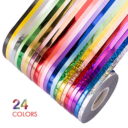 Naler 24 Rolls Curling Ribbon String Roll Gift Wrapping Ribbons for Party Art Crafts Florist Bows Gift Wrapping Wedding Decoration, 21.8 Yards Per Roll, Assorted Colors