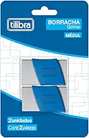 Tilibra - Borracha com Capa Plástica, Académie Média, Branca, 2 Unidades