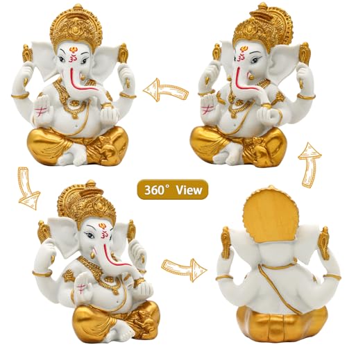 Estatua de Lord Ganesha 5.6 pulgadas Tono Dorado miniatura 5