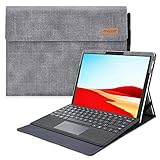 MOSISO Case Compatible with Microsoft 2019 Surface Pro X 13 inch, Ultra Slim PU Leather Portfolio Multi Angle Sleeve Magnetic Protective Tablet Cover with Pencil Holder & Back Pocket, Gray