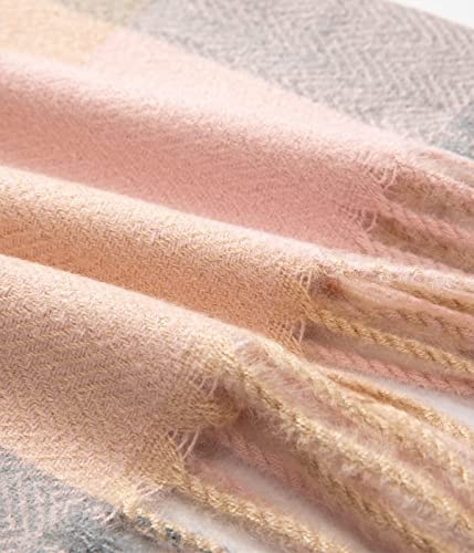 Villand Women's Wool Scarf - Cashmere Feel Winter Warm Checked Scarves For Women, Large Soft Thick Shawls And Wraps With Gift Box (Lilac Check) #TOP6