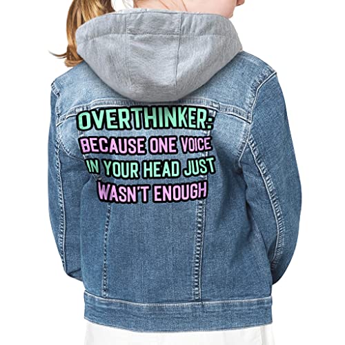 Voice in Your Head Hooded Denim Jacket for Kids - Overthinking Quotes Jean Jacket - Printed Denim Jacket for Kids