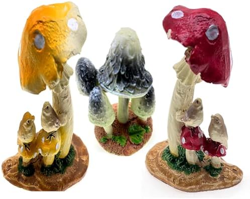 Aliotech 3pcs Mini Mushroom Figurine Mini Mushroom Figurines Lawn Garden Micro Decoration Statues Figurines for Garden Ornaments Plant Pots Bonsai Landscape Model Ornaments Decor image 4