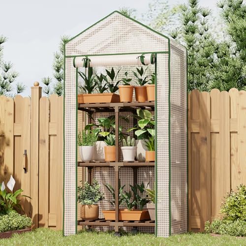 Bamworld Greenhouse for Outdoors Small Plant Green House 3-Tier Rack Stand Portable Greenhouses with...