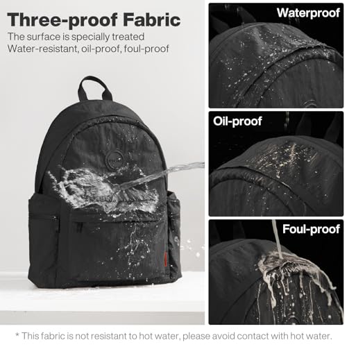 mixi Outdoor Lightweight Backpack Casual Carry On Laptop Backpack Travel Bookbag for Women Men, Water Resistant Durable Hiking Bag for Camping Weekender Sports College Work, 17 Inch, Black4